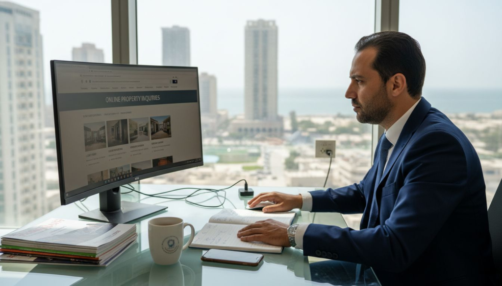 Sharjah real estate agent reviewing property leads